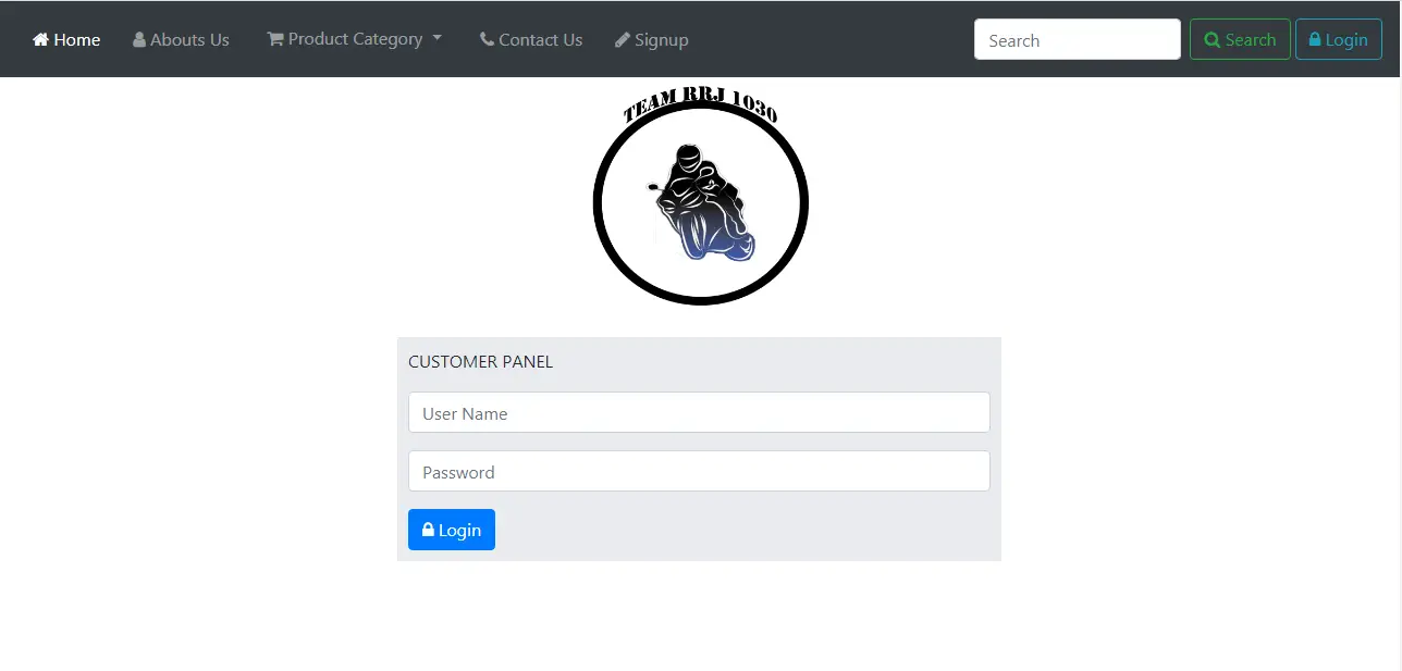 Online Shopping and Inventory System Login for Customer