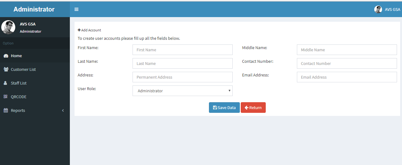 Online Tracking and Monitoring System User Account Module