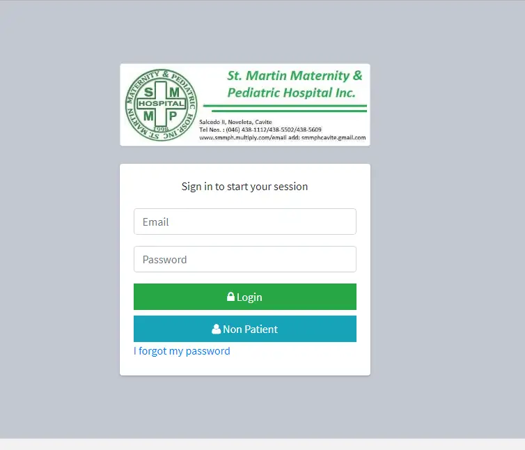 Patient Information System with BMI and Diet Counseling Login Form