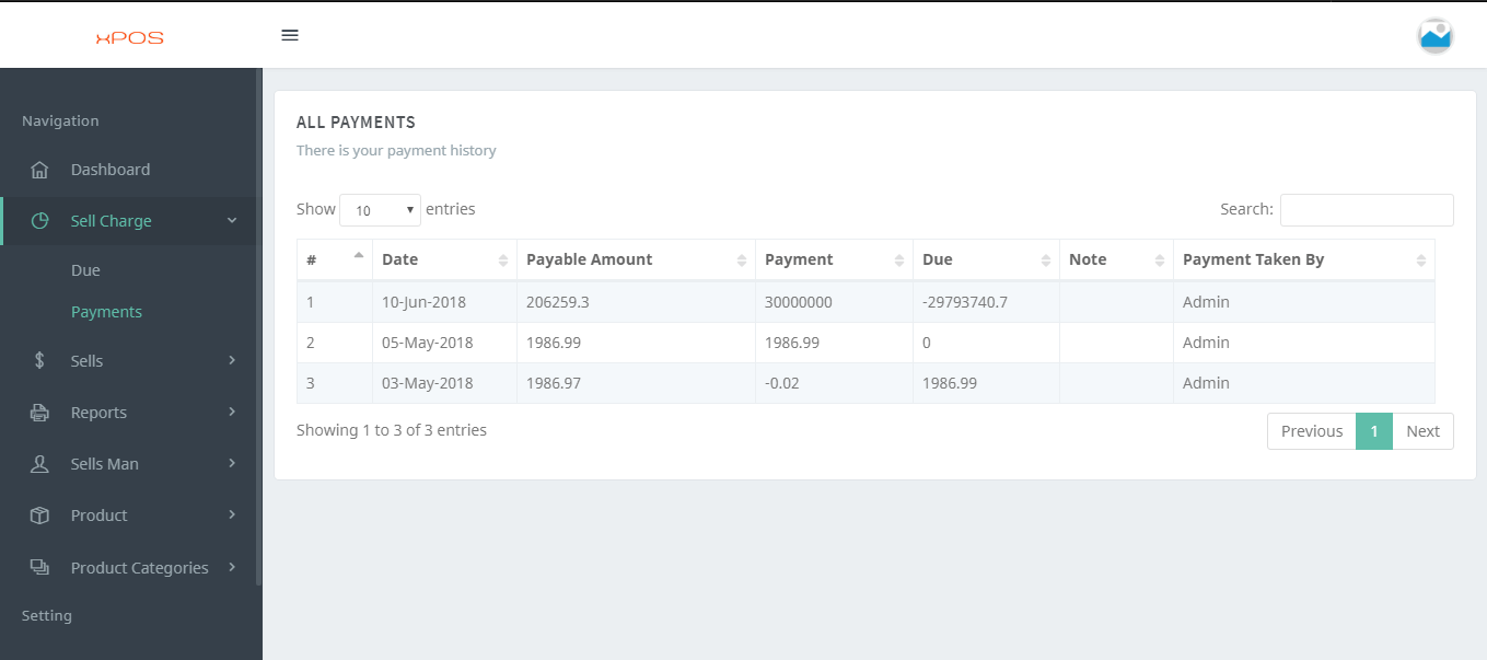 Point of Sale in PHP and MySQL List of Payments