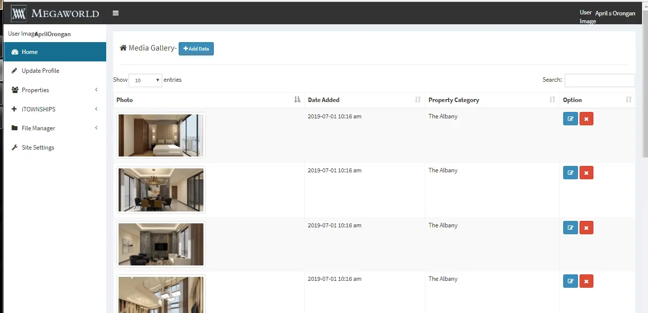 Property Management with Content management System Media Gallery Management