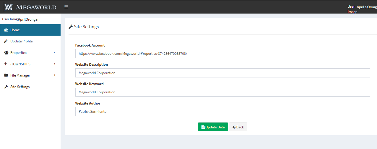 Property Management with Content management System Site Settings