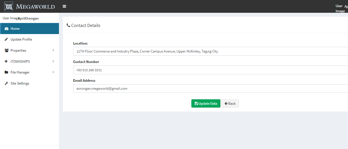 Property Management with Content management System Update Contact Details