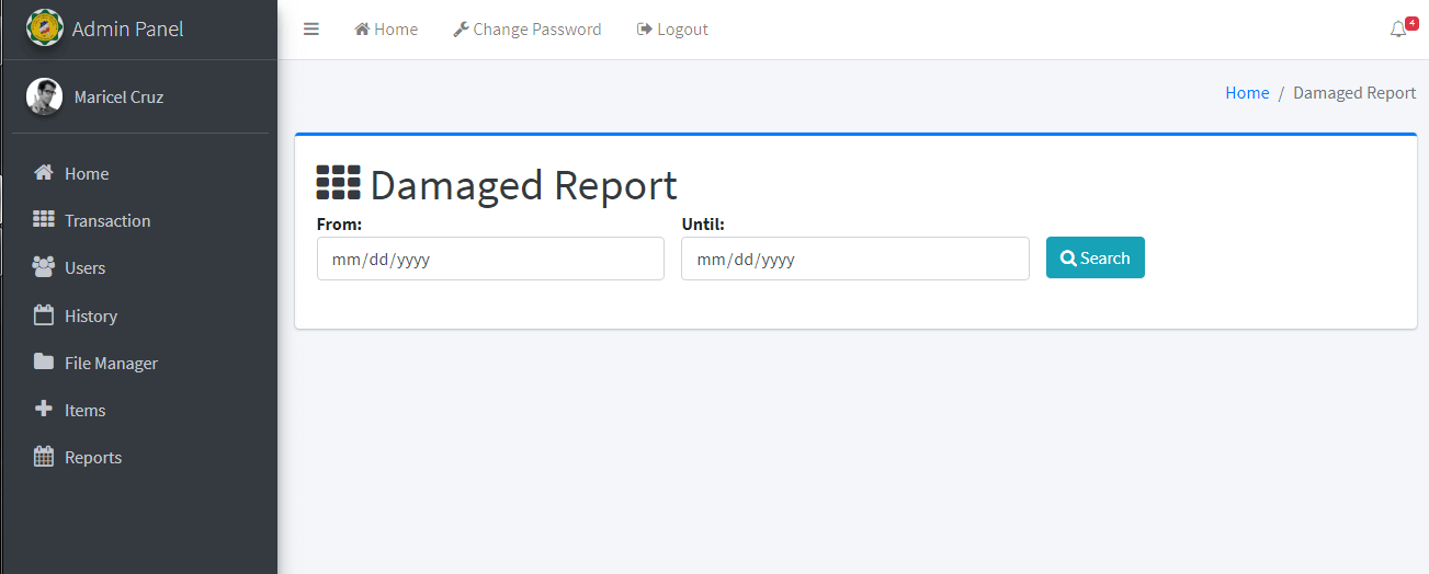 RFID Based Equipment Management Damage Item Report