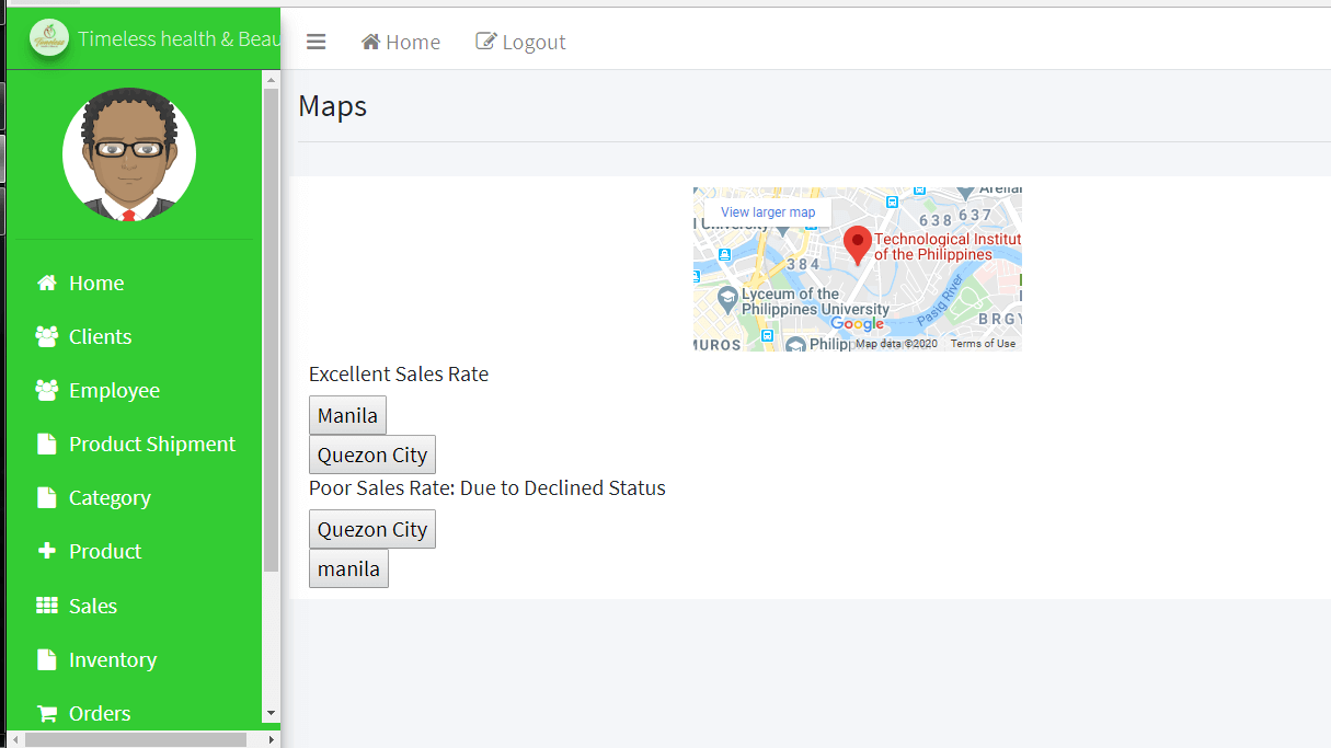 Sales and Inventory with DSS Map View