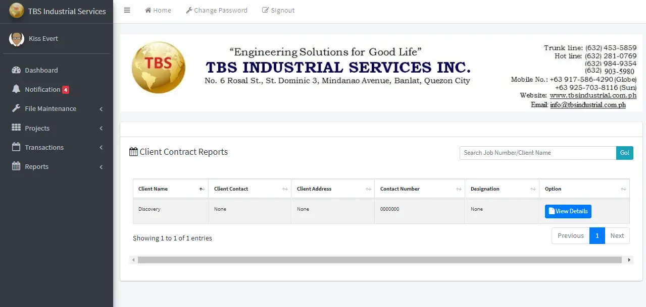 Client Monitoring System Client Contract Report