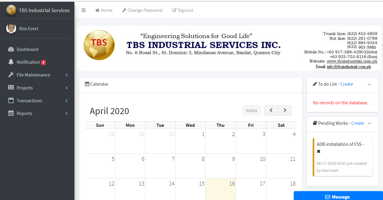 Client Monitoring System Delivery of Schedule