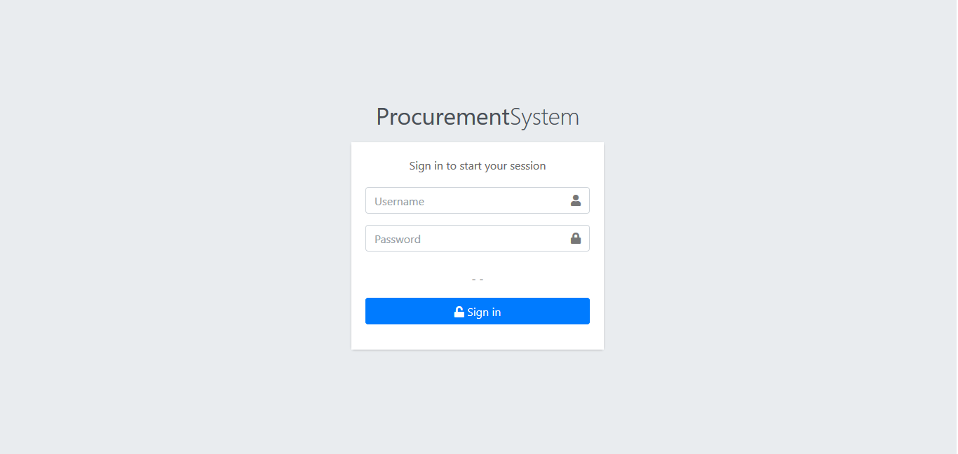 Procurement System Login Form