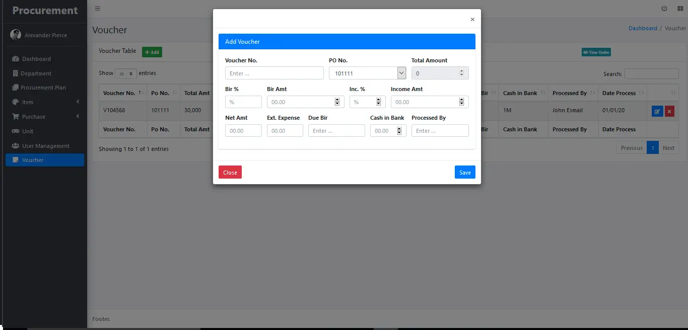 Procurement System Voucher Encoding