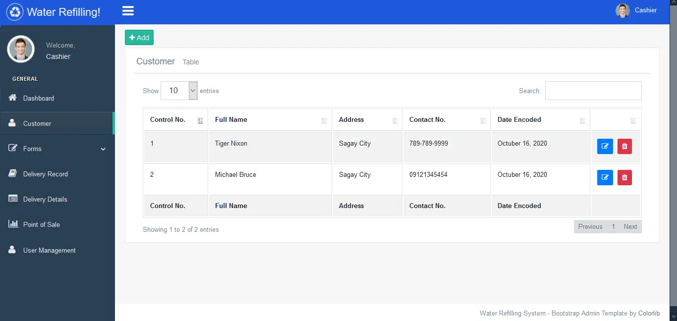 Water Refilling System Customer Management Module