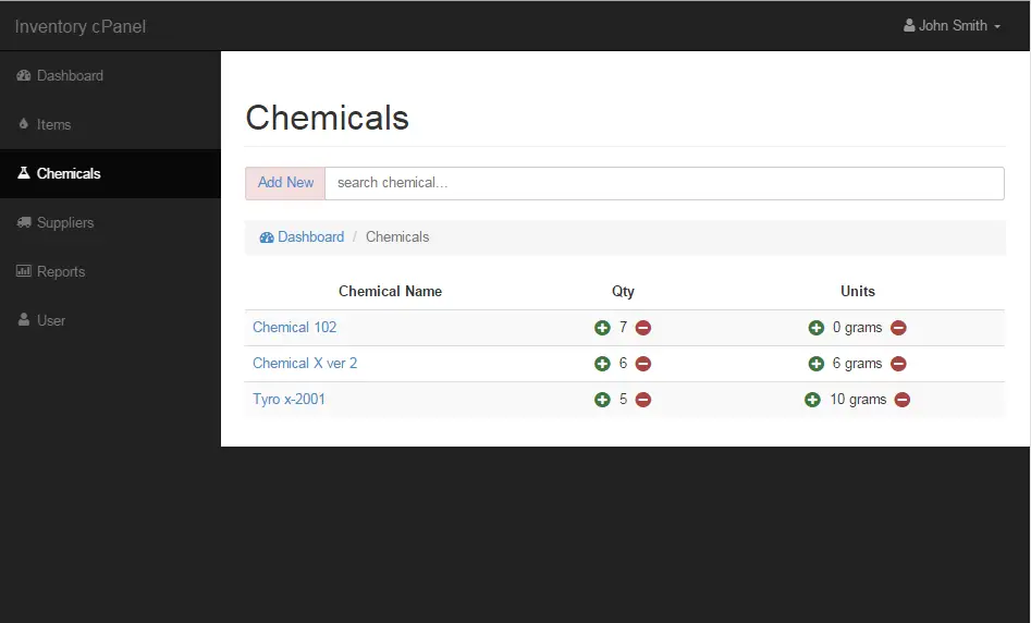 Chemistry Lab Inventory of Equipment System