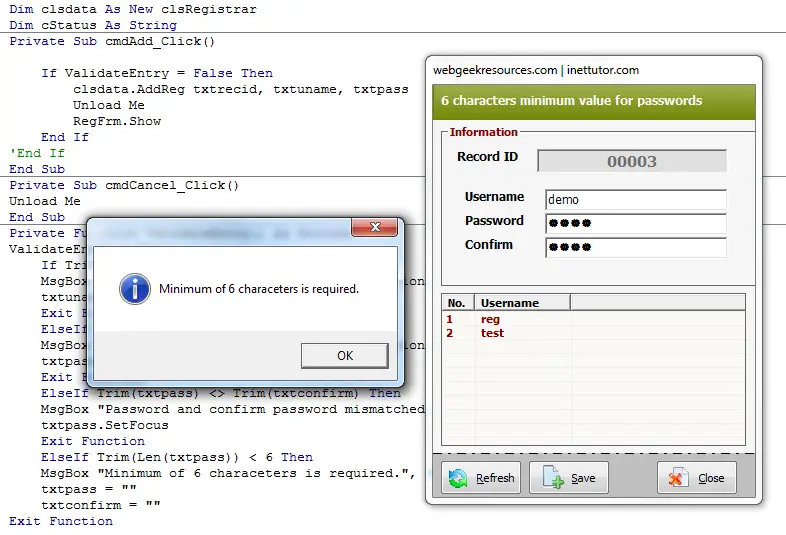 Set At Least Six 6 Characters Password In Visual Basic 6 INetTutor