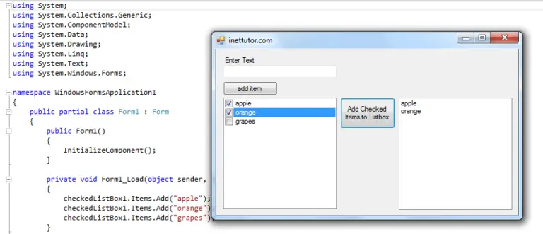 CheckListBox in C# - iNetTutor.com