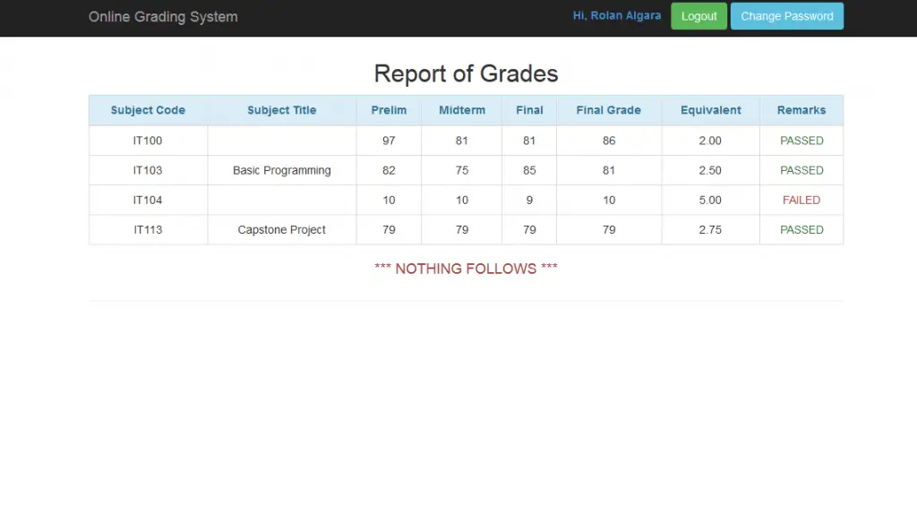 online grade viewing system thesis