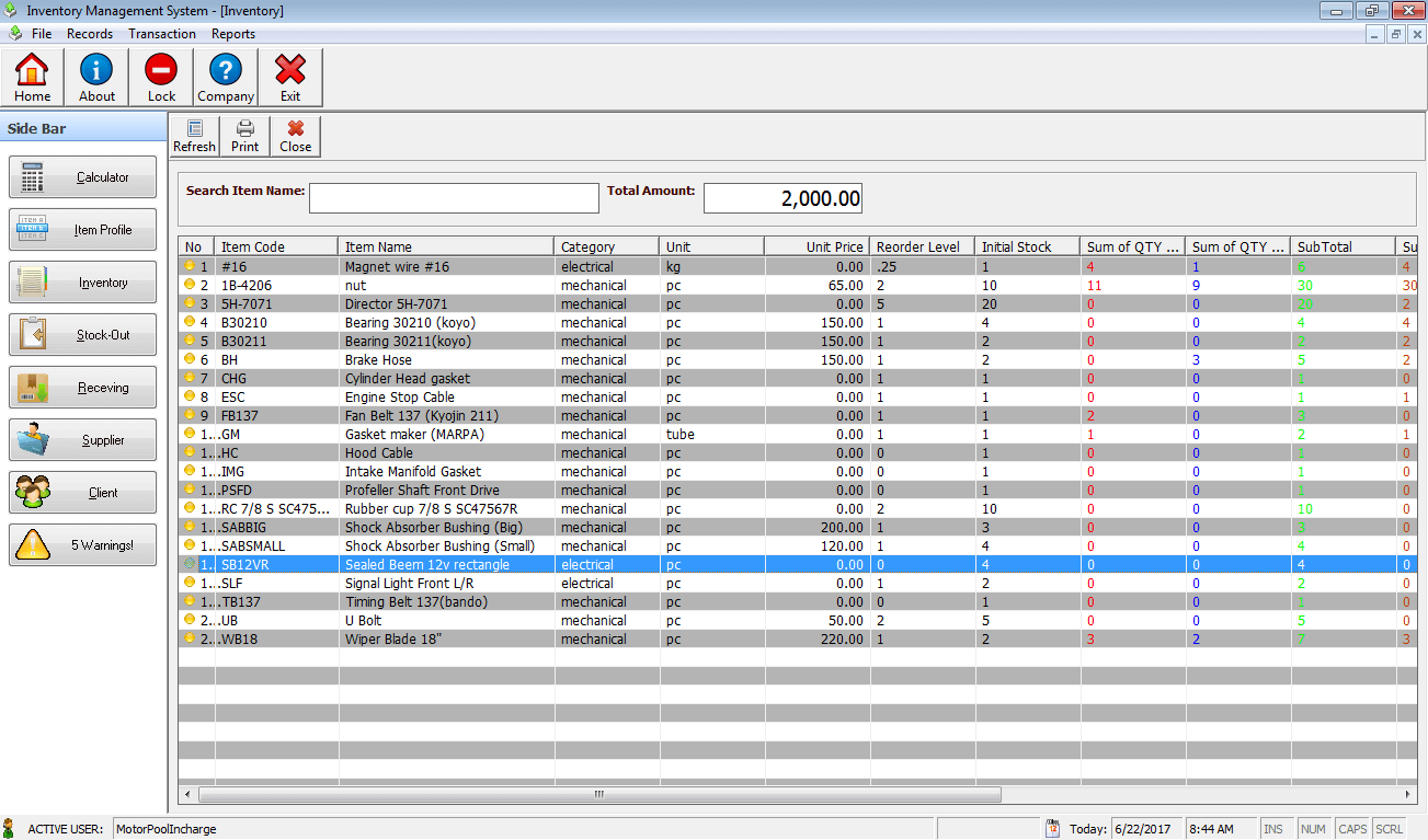 Inventory system