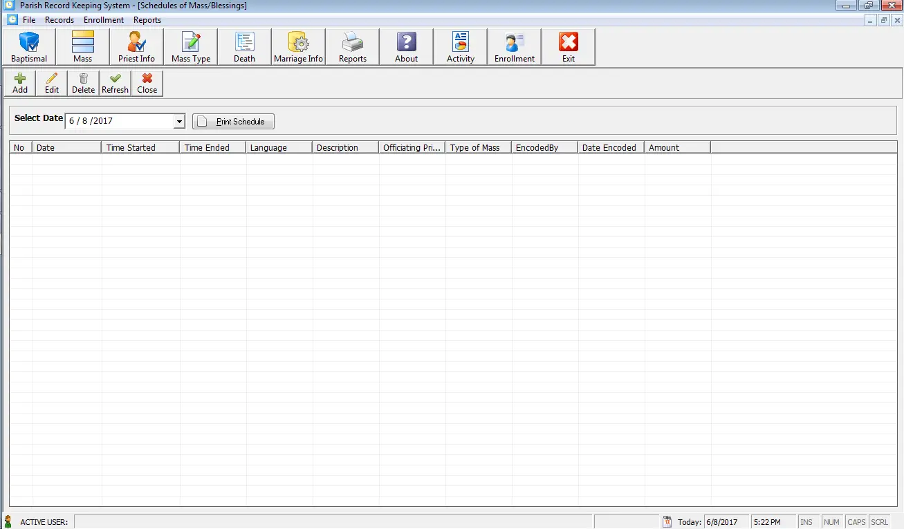 Parish Record Keeping System