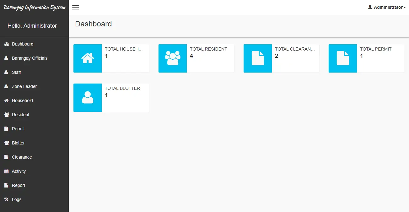 Web Based Barangay Management System Dashboard