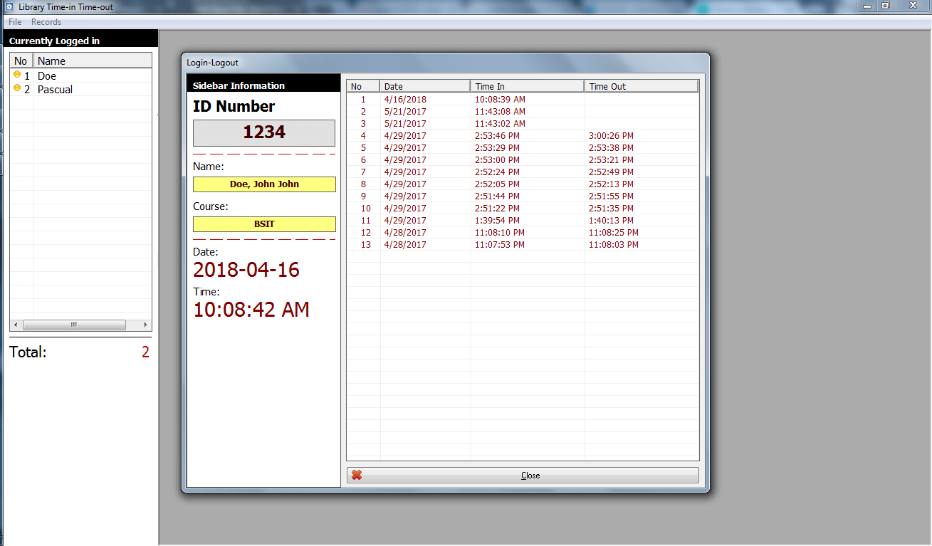 Visual Basic and MySQL Time-in and Time-out Monitoring System