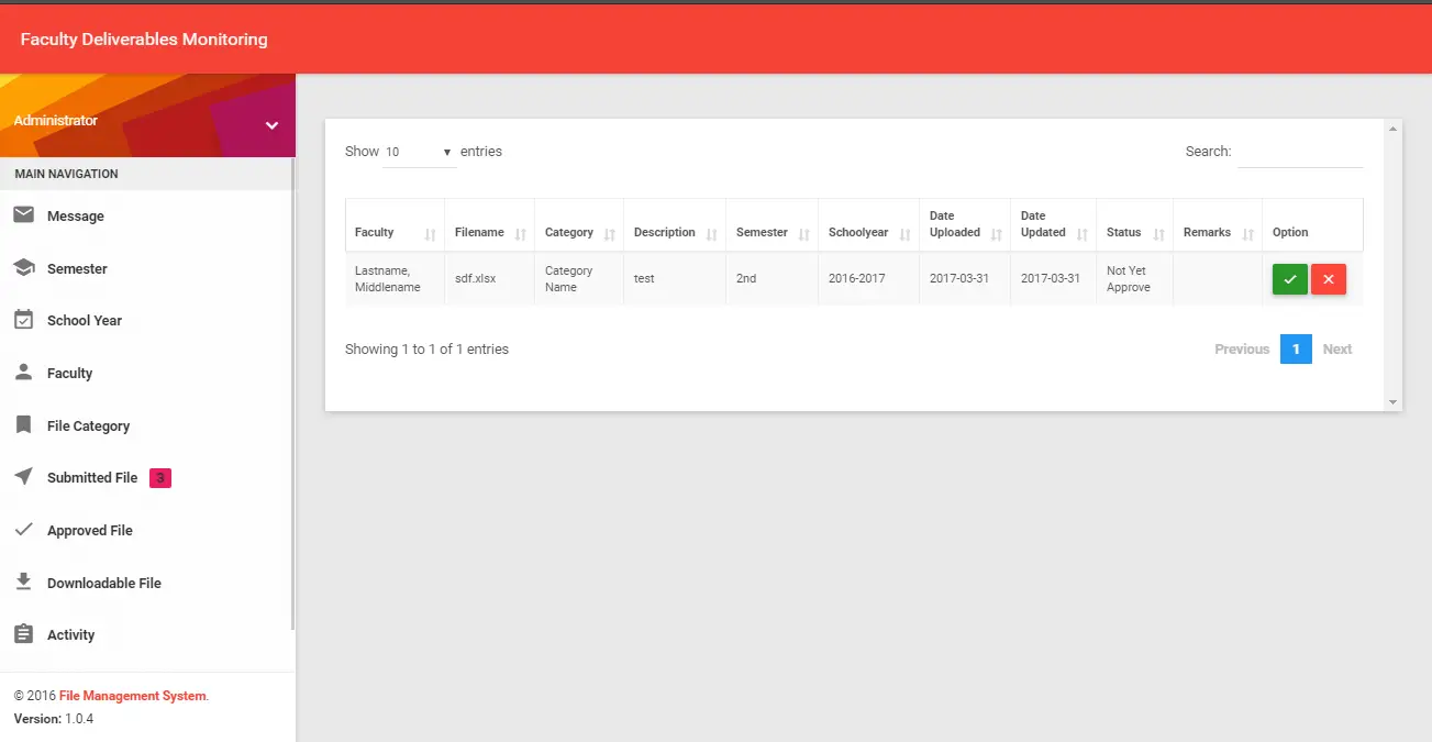 Faculty Deliverables Monitoring System