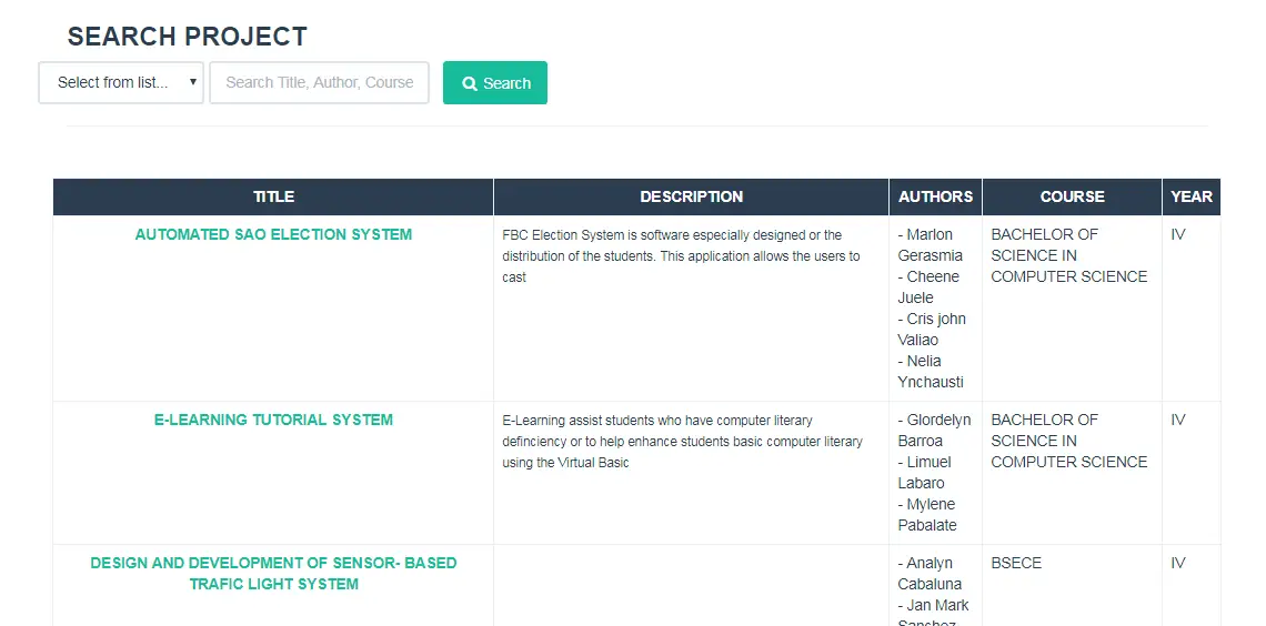 Thesis Archiving Management System Search Module