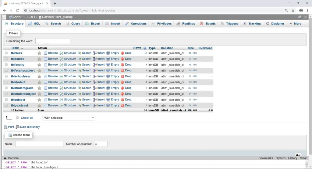 Grading System Database Model and Design