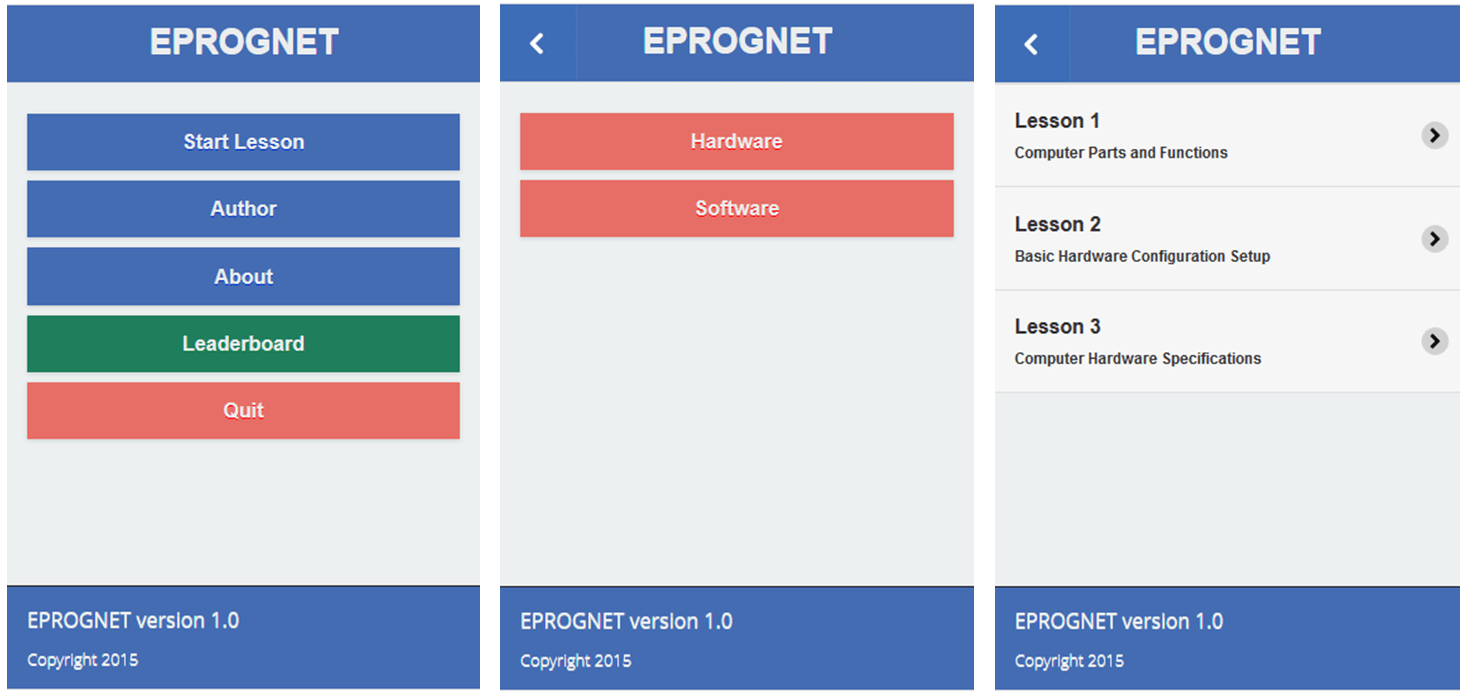 Mobile Learning App Screen Layouts