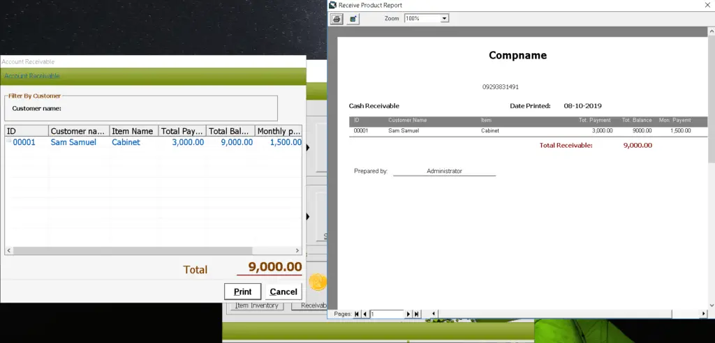 Furniture Sales and Inventory System User Interface and Features