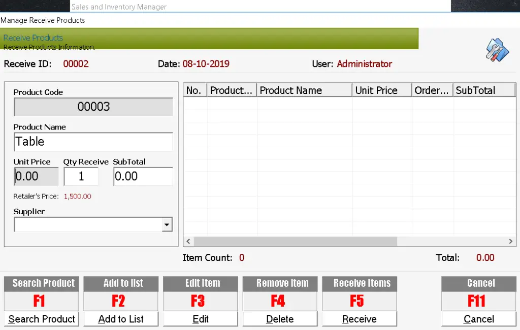 Furniture Sales and Inventory System User Interface and Features