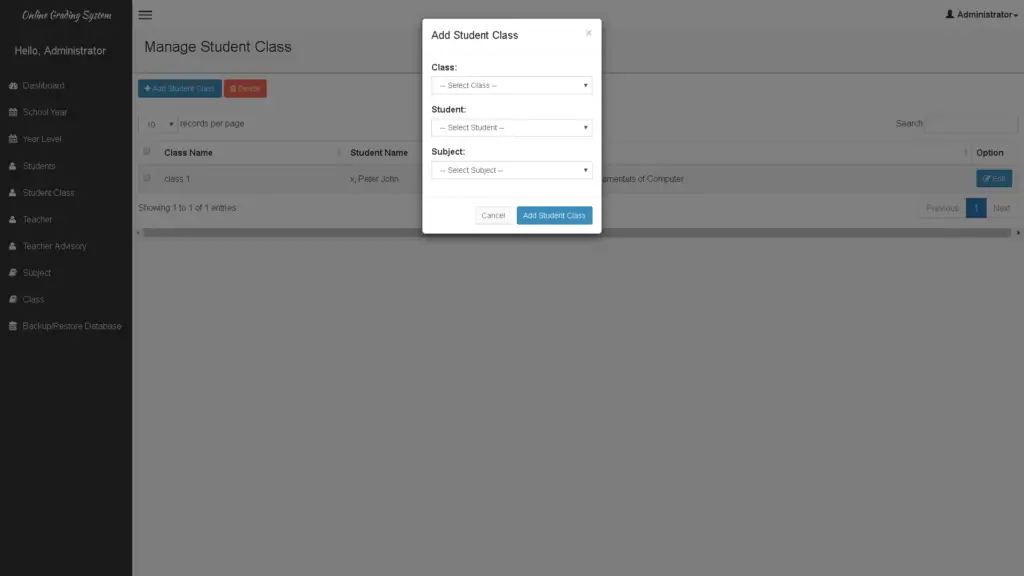 Online Grading System in PHP, MySQL and Bootstrap