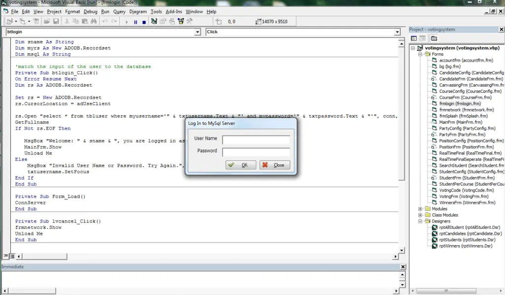 Voting System in Visual Basic and MySQL Features and User Interface