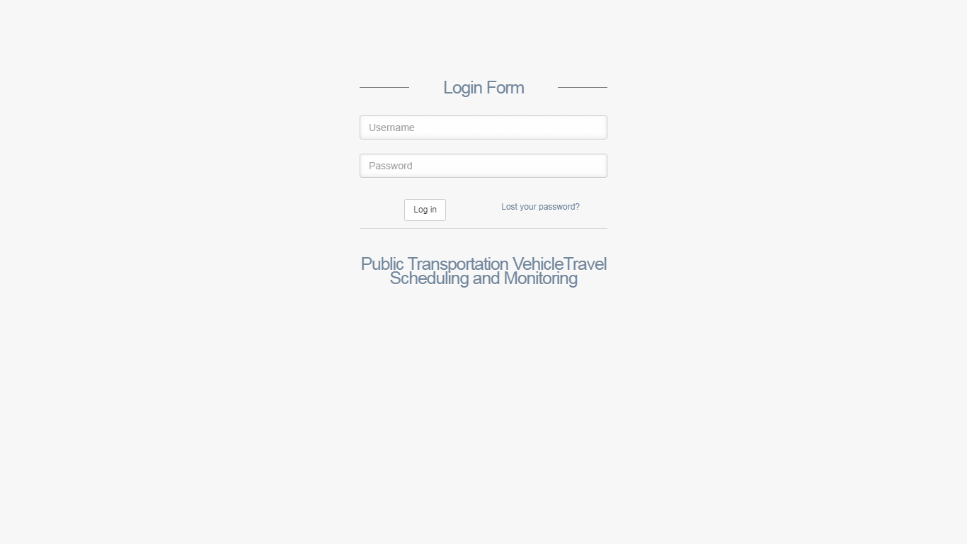 Public Transportation VehicleTravel Scheduling and Monitoring Login Form