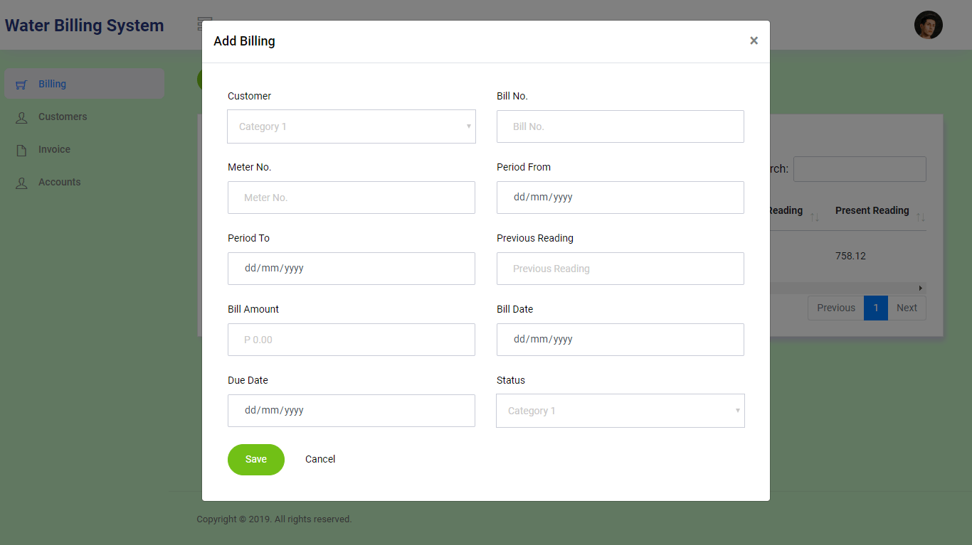 Water Billing System Billing Module