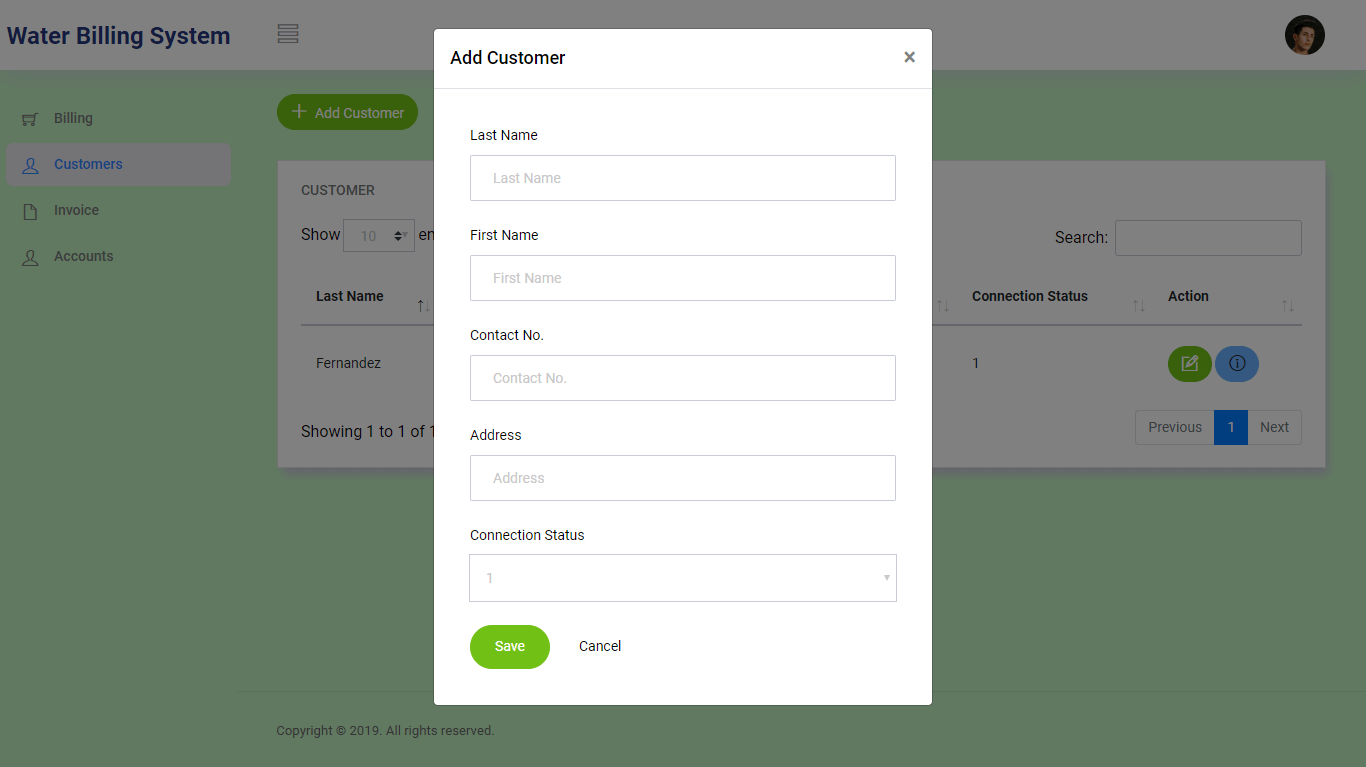 Water Billing System Customer Module