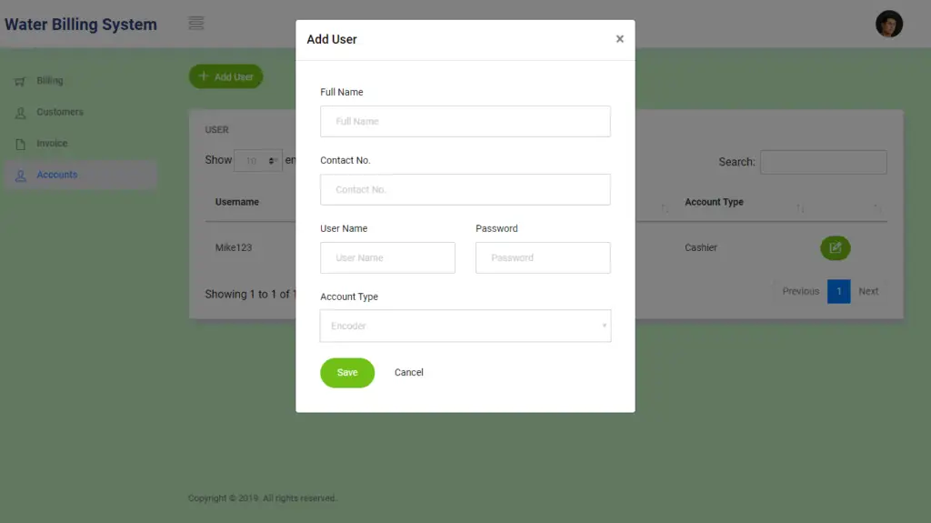 Water Billing System in PHP and MySQL