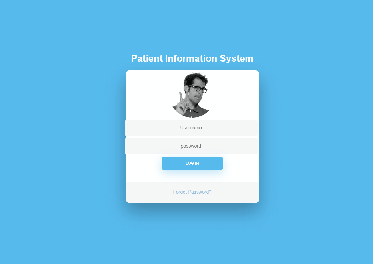 Patient Information System Login Form