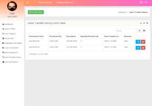 Asset Management System User Interface in Bootstrap and PHP