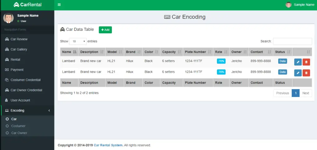 Car Rental System Free Download Template in Bootstrap and PHP ...