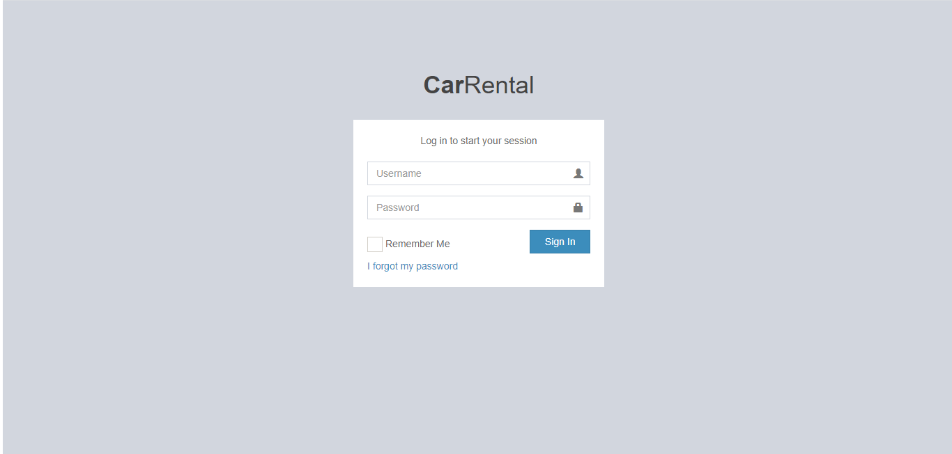 Car Rental System Login Form