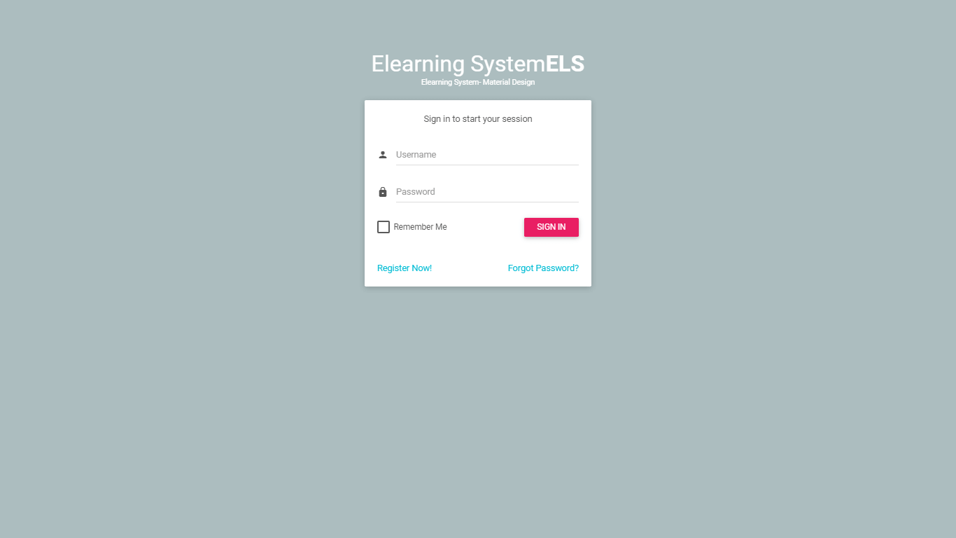 Elearning System Login Form