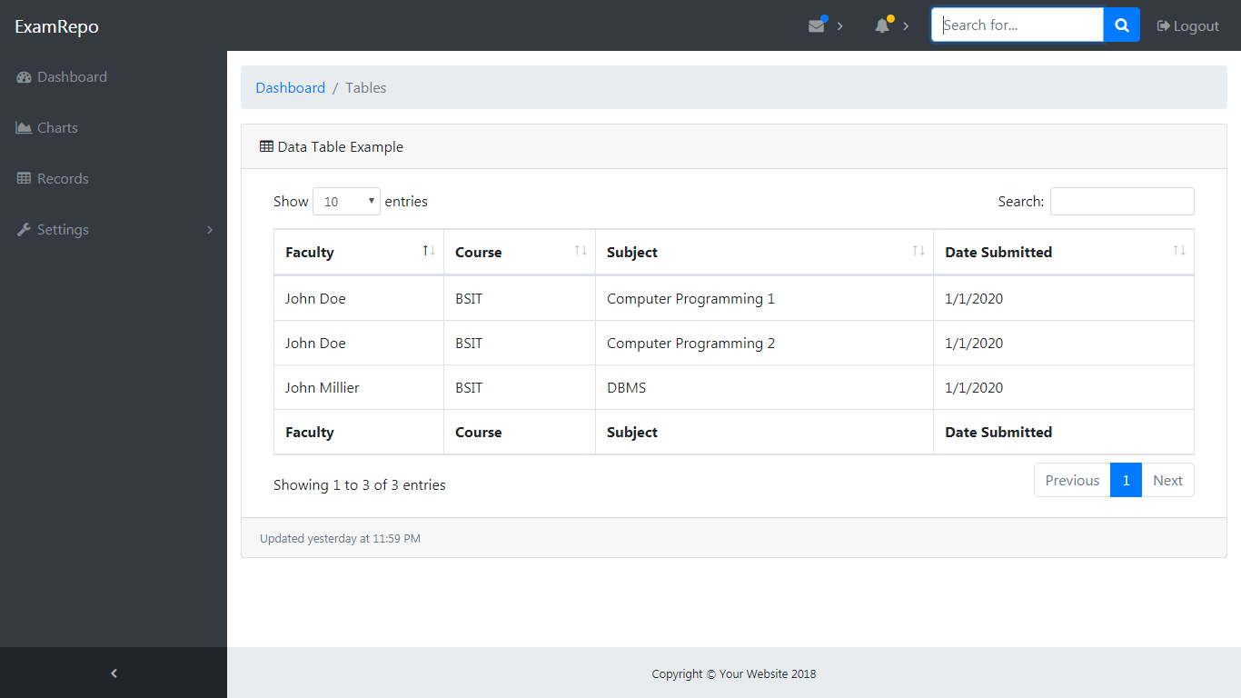 Exam Paper Repository Management System