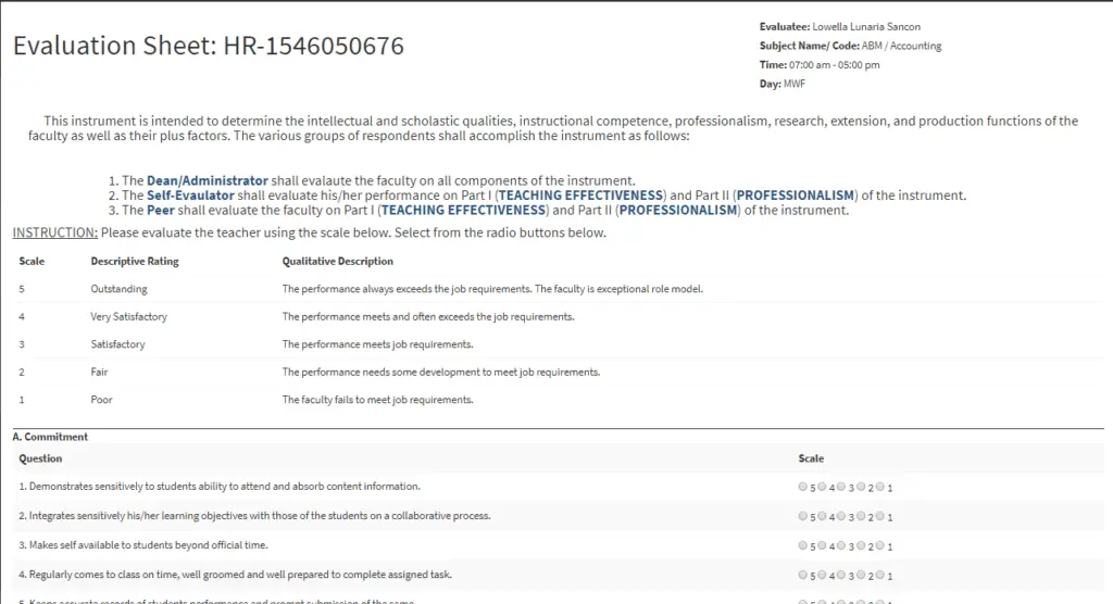 Online Teacher Evaluation System using PHP