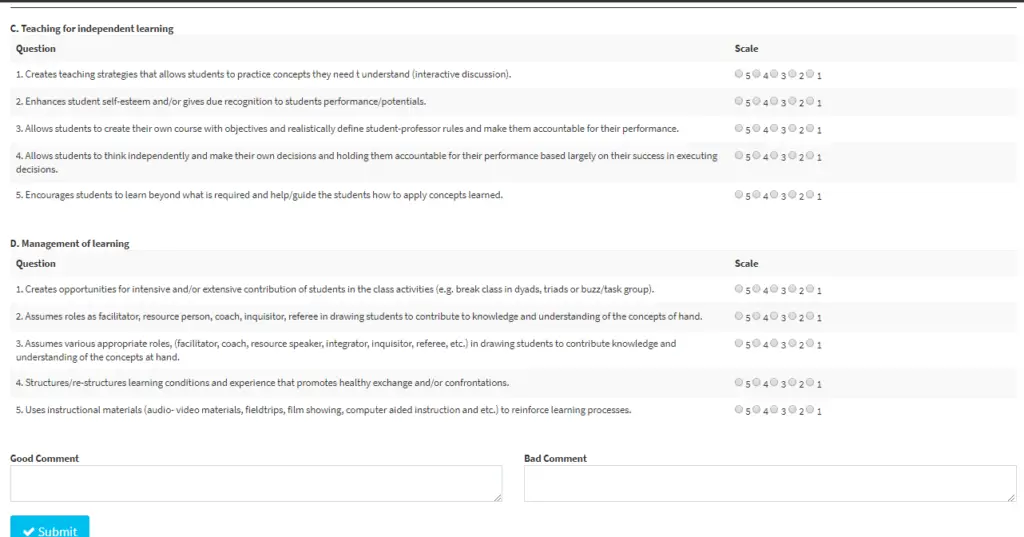 Online Teacher Evaluation System using PHP