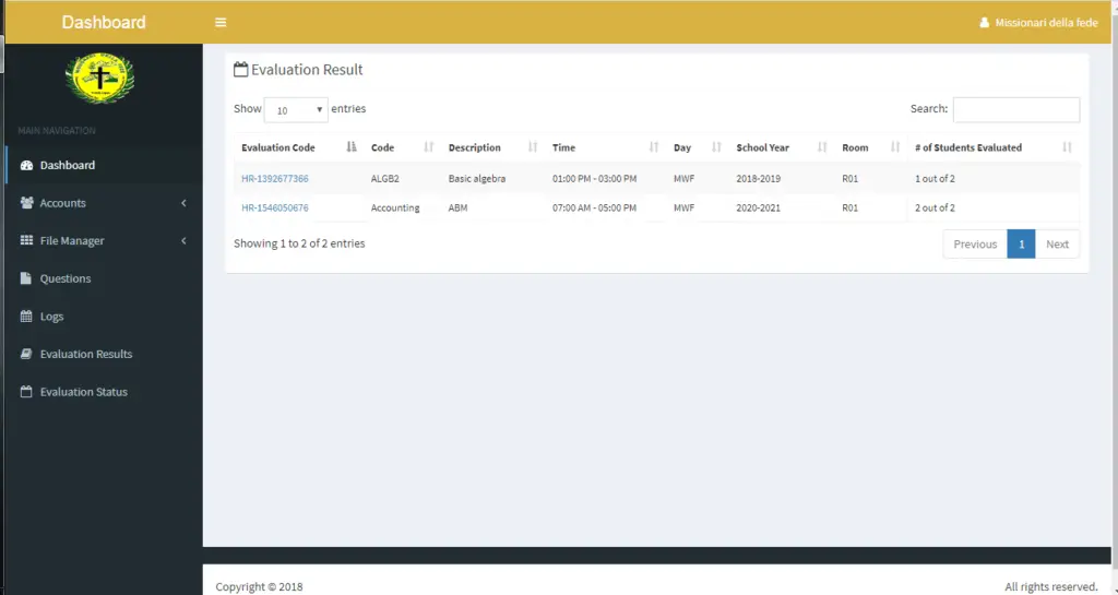 Online Teacher Evaluation System using PHP