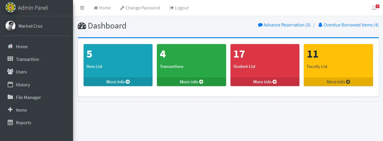 RFID Based Equipment Management Dashboard