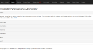 Admin Panel of Hotel Reservation System