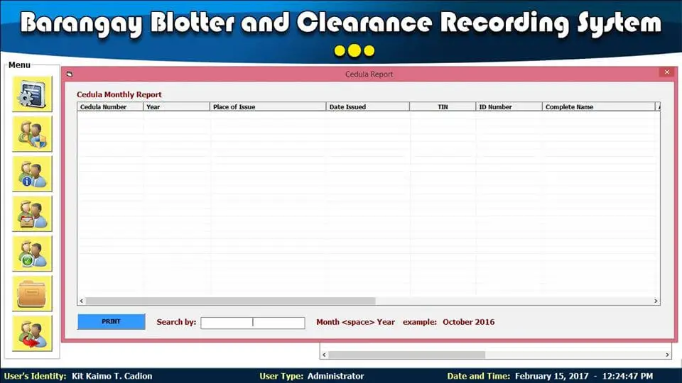 Barangay Blotter and Clearance System Cedula Report