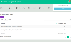 PE Tools Management System Inventory Report