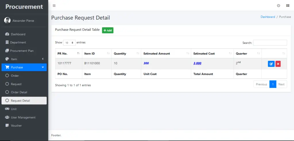 Procurement System in PHP and Bootstrap