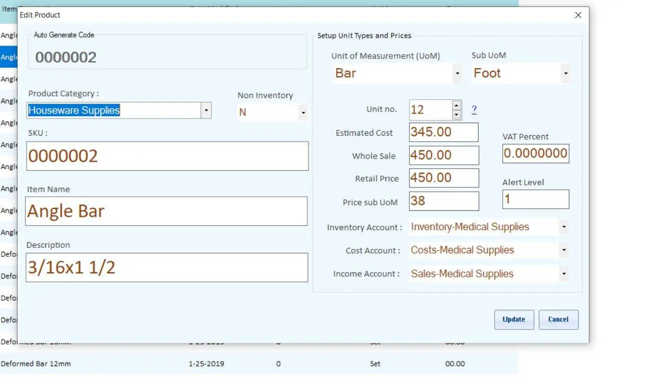 Sales and Inventory System in VB.Net Edit Product