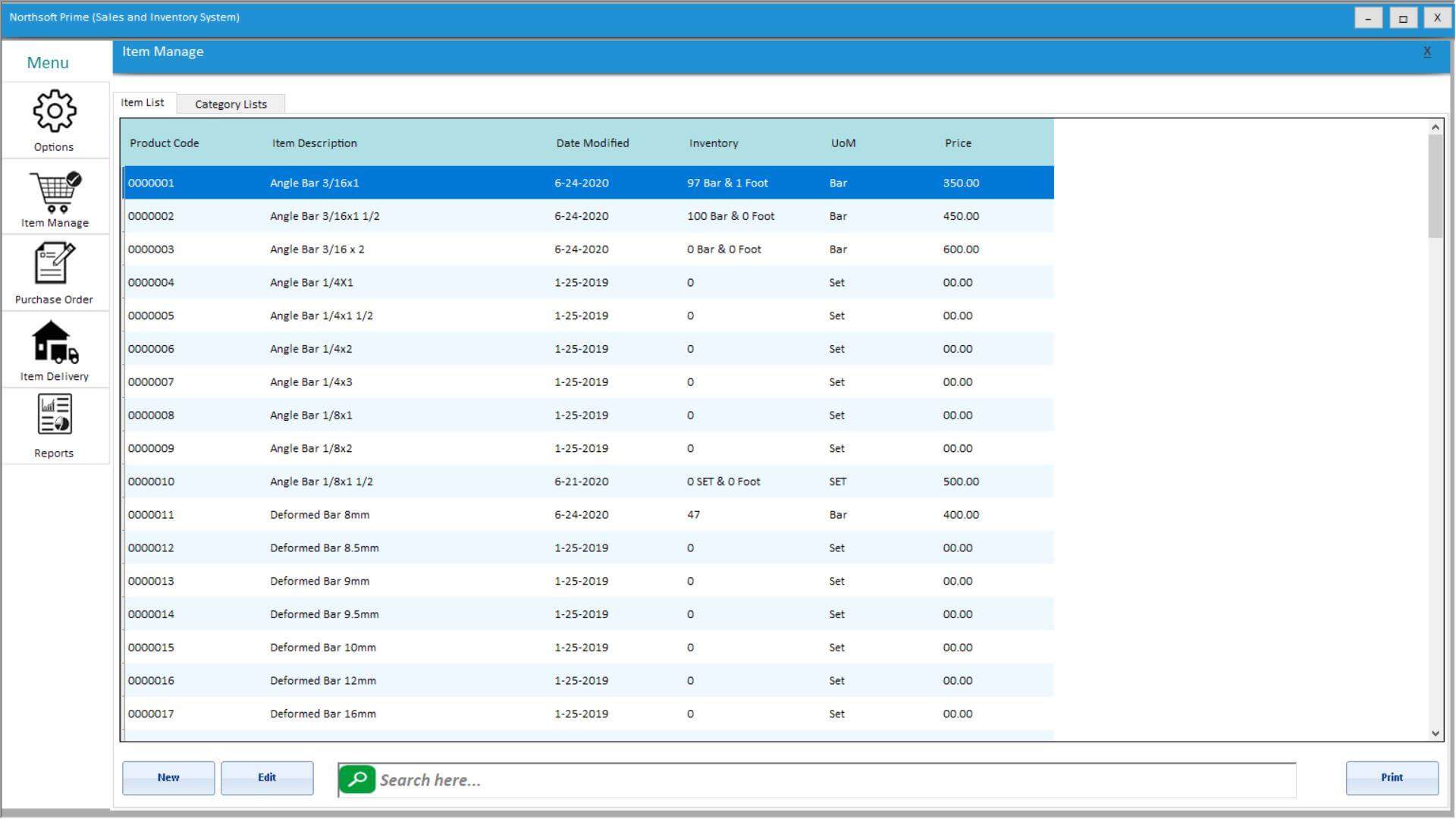 Sales and Inventory System in VB.Net Item Management